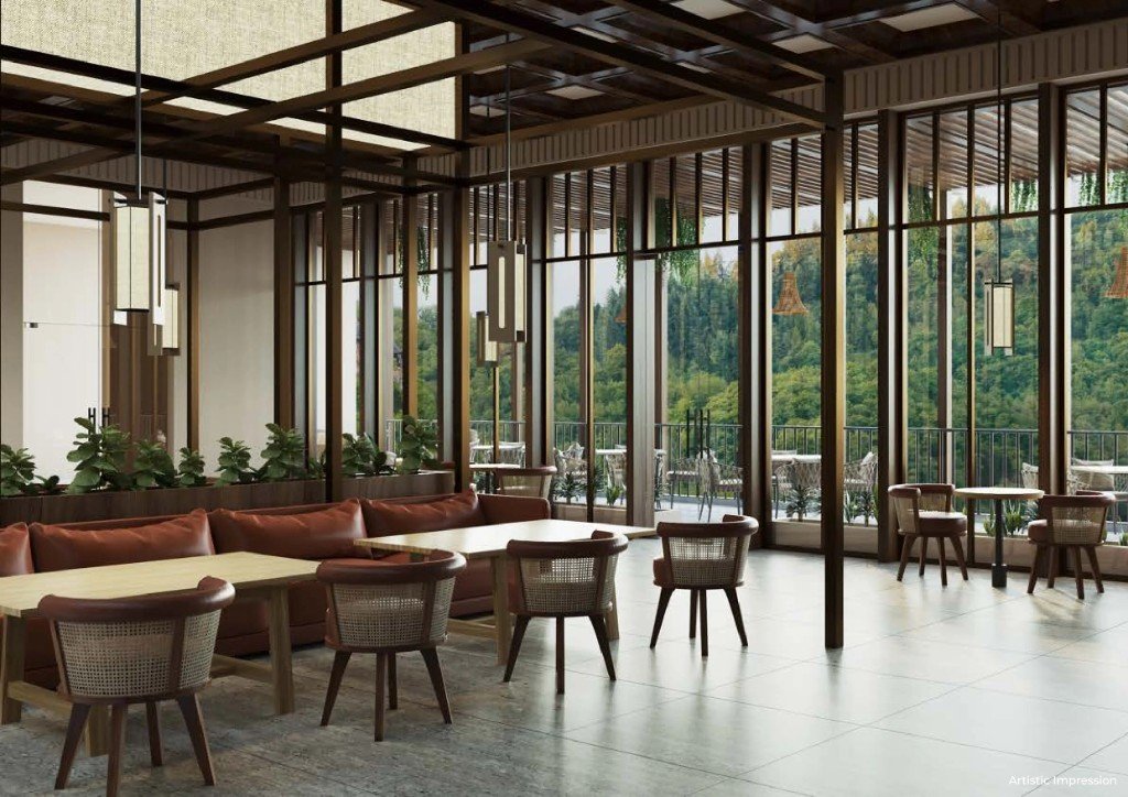Clubhouse dining with mountain views