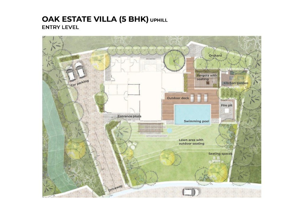 Oak Estate 5 BHK uphill landscape plan at entry level